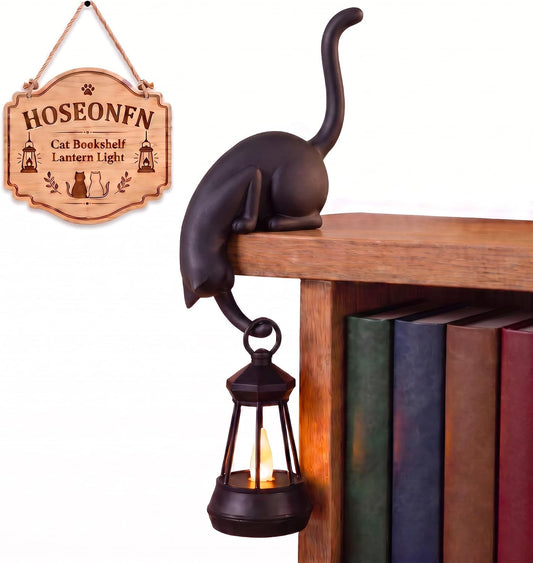 Vintage Cat Lantern Decor | Charming Shelf & Desk Light
