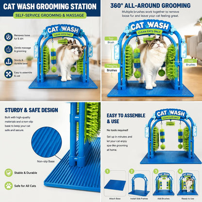 Cat Grooming Station | Easy Bathing, Brushing & Shedding Control