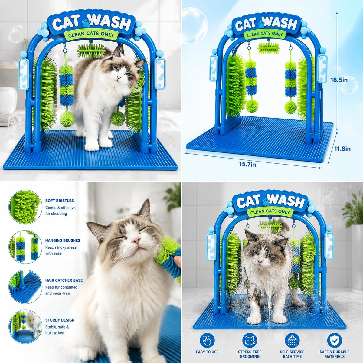 Cat Grooming Station | Easy Bathing, Brushing & Shedding Control