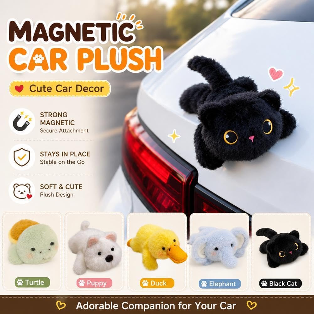Magnetic Cat Ornament | Cute Car Dashboard & Fridge Decoration