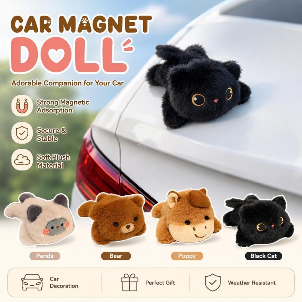 Magnetic Cat Ornament | Cute Car Dashboard & Fridge Decoration